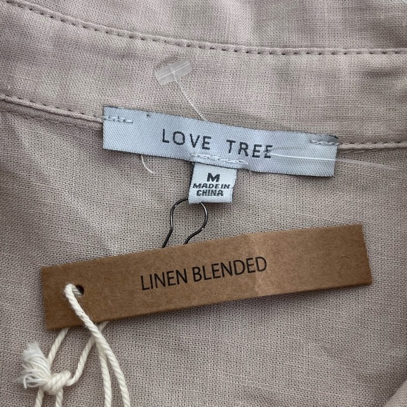 NWT Love Tree Lagenlook Sz M Linen Blend Cream Neutral Button-Down Front Shirt - Picture 10 of 11